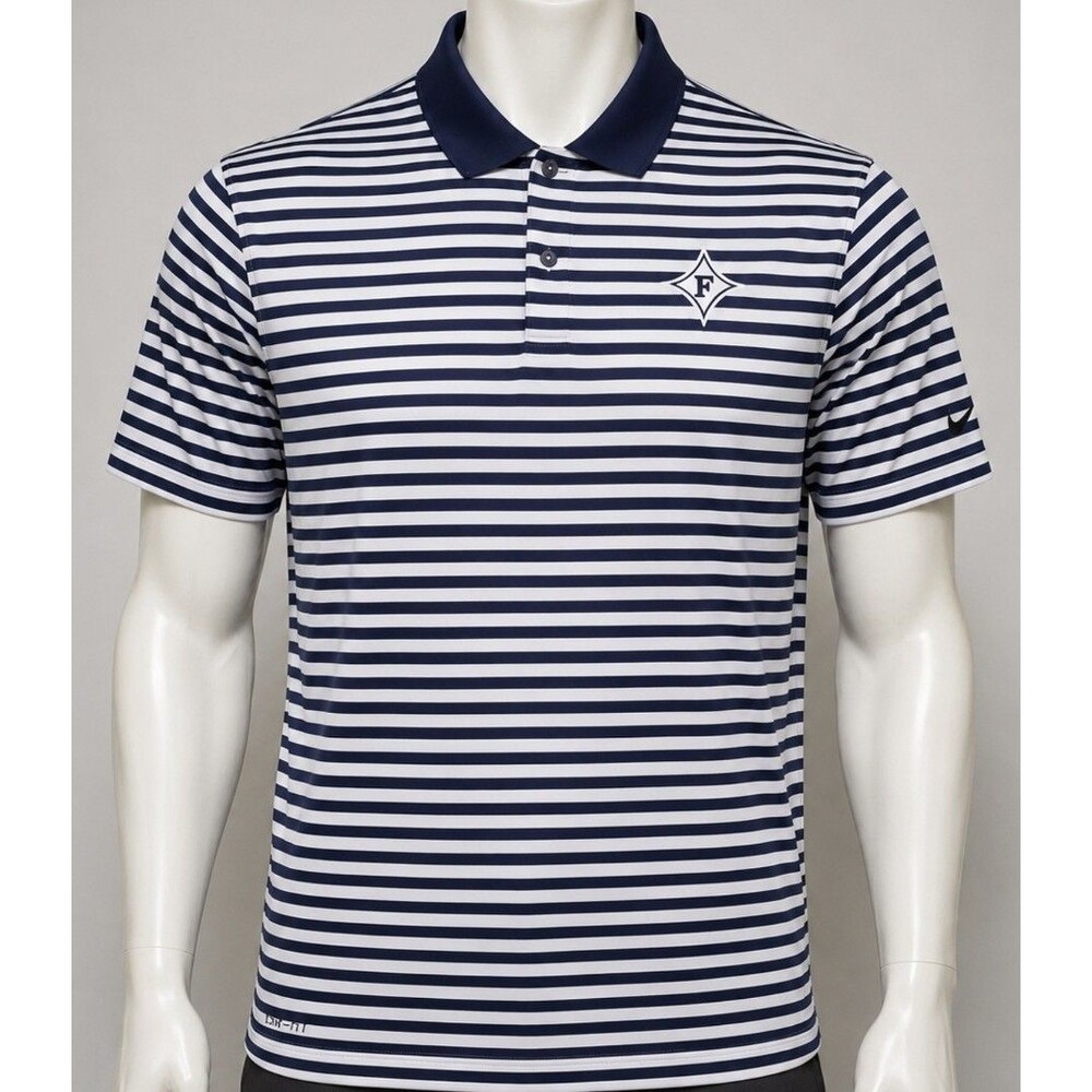Mens Nike DriFit Golf Furman Striped Polo Shirt Purple White